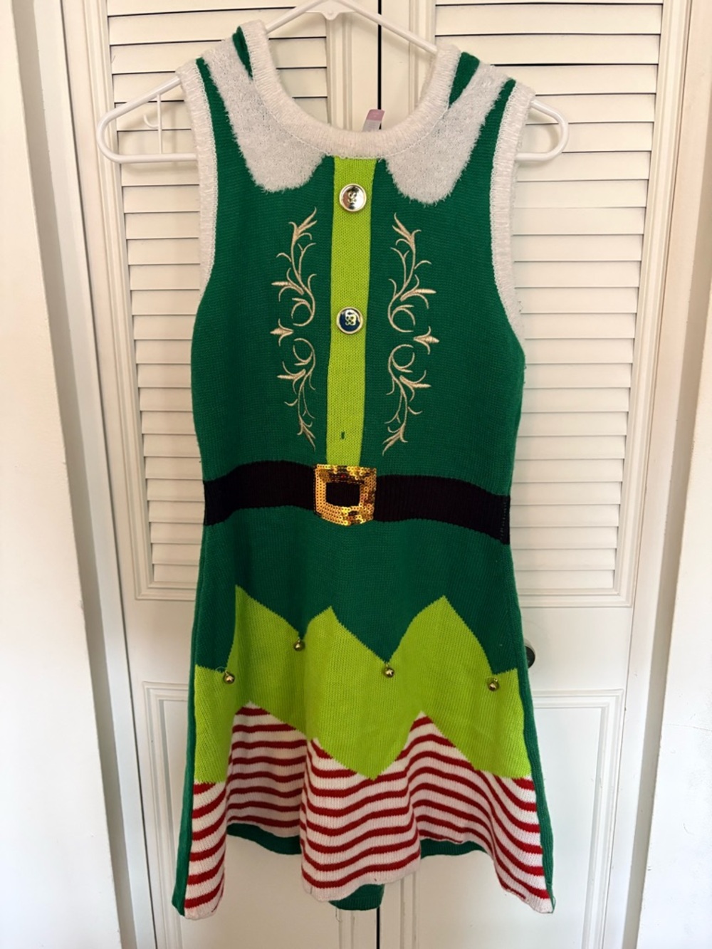 No Boundaries Green and Lime Knit Holiday Sweater Dress